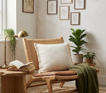 3. Natural Textured Slub Cotton Cushion Cover 16×16 inches  | Minimal & Elegant Home Décor